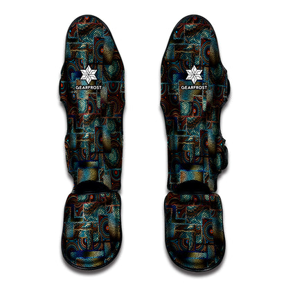 Mosaic Patchwork Pattern Print Muay Thai Shin Guard