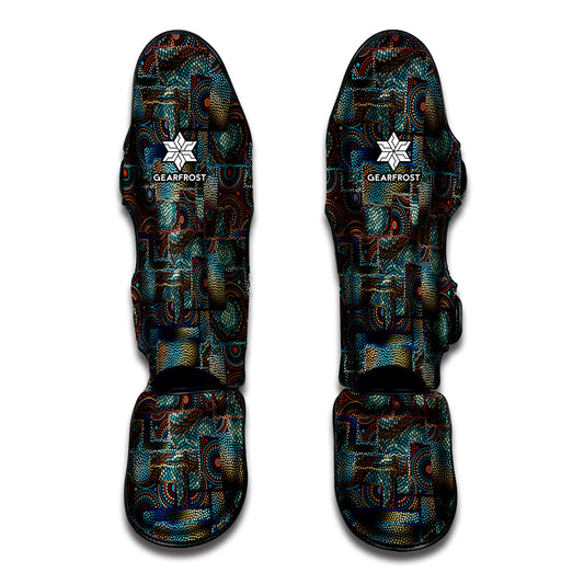 Mosaic Patchwork Pattern Print Muay Thai Shin Guard