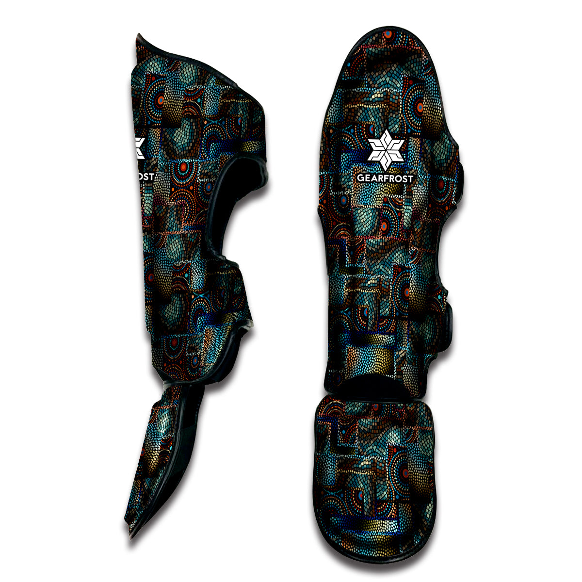 Mosaic Patchwork Pattern Print Muay Thai Shin Guard
