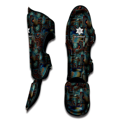 Mosaic Patchwork Pattern Print Muay Thai Shin Guard