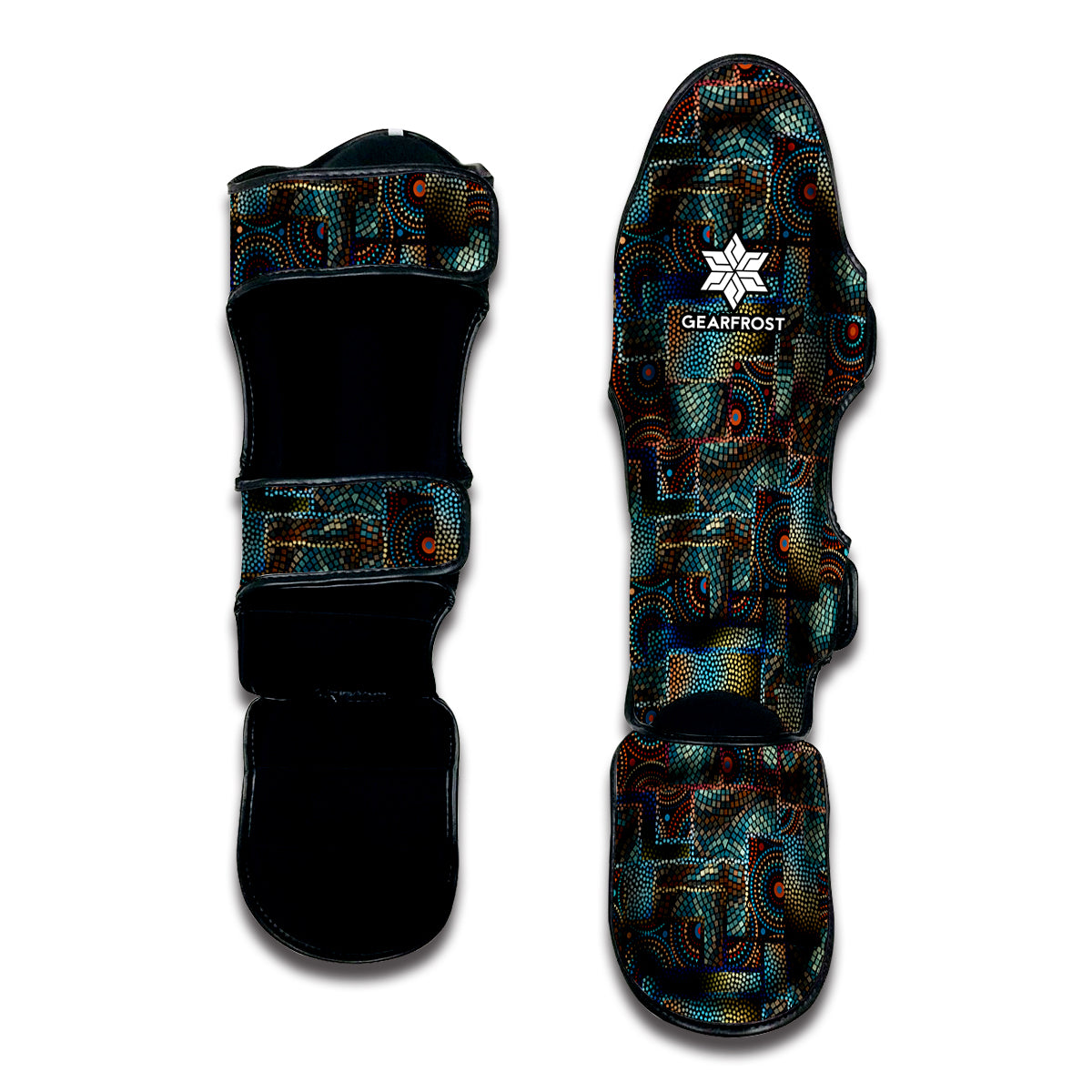 Mosaic Patchwork Pattern Print Muay Thai Shin Guard