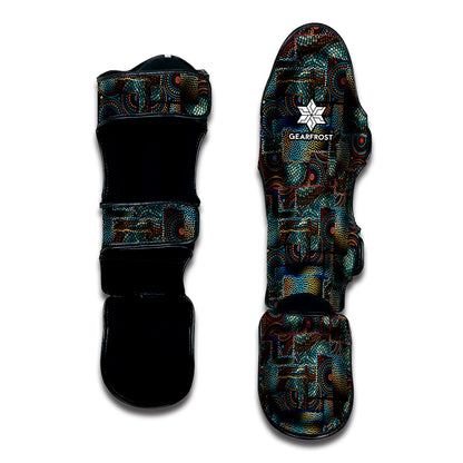 Mosaic Patchwork Pattern Print Muay Thai Shin Guard