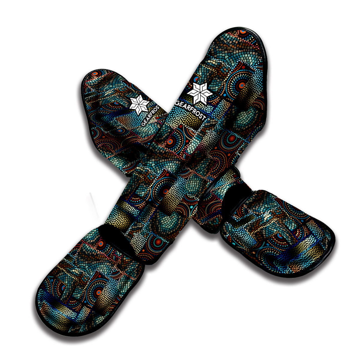 Mosaic Patchwork Pattern Print Muay Thai Shin Guard