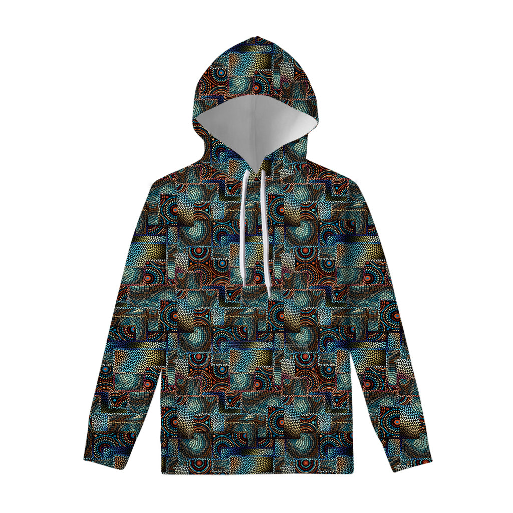 Mosaic Patchwork Pattern Print Pullover Hoodie