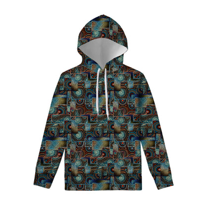 Mosaic Patchwork Pattern Print Pullover Hoodie