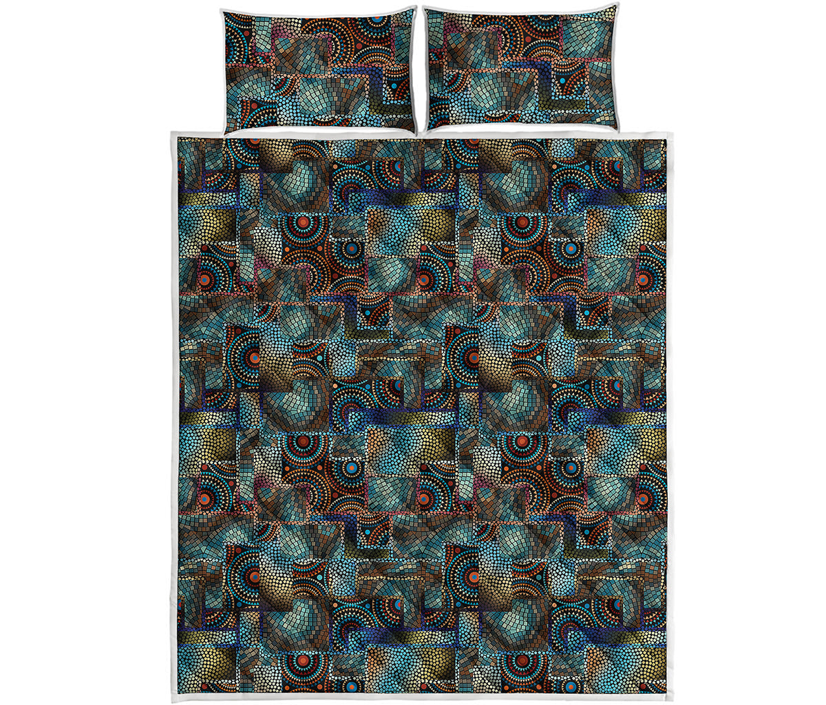 Mosaic Patchwork Pattern Print Quilt Bed Set