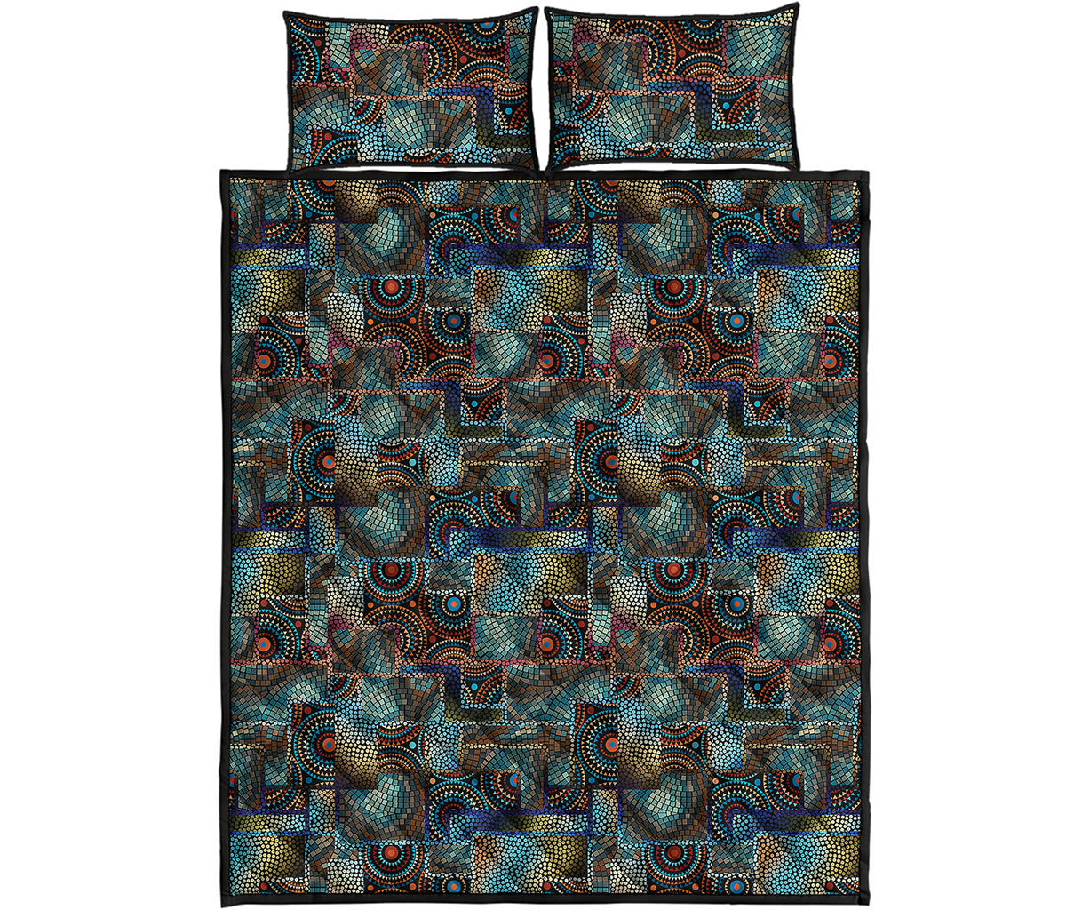 Mosaic Patchwork Pattern Print Quilt Bed Set
