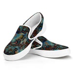 Mosaic Patchwork Pattern Print White Slip On Shoes
