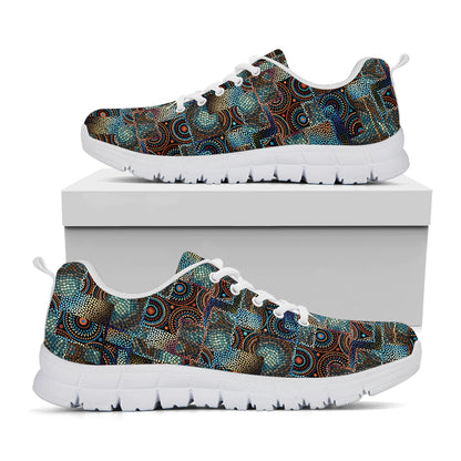Mosaic Patchwork Pattern Print White Sneakers