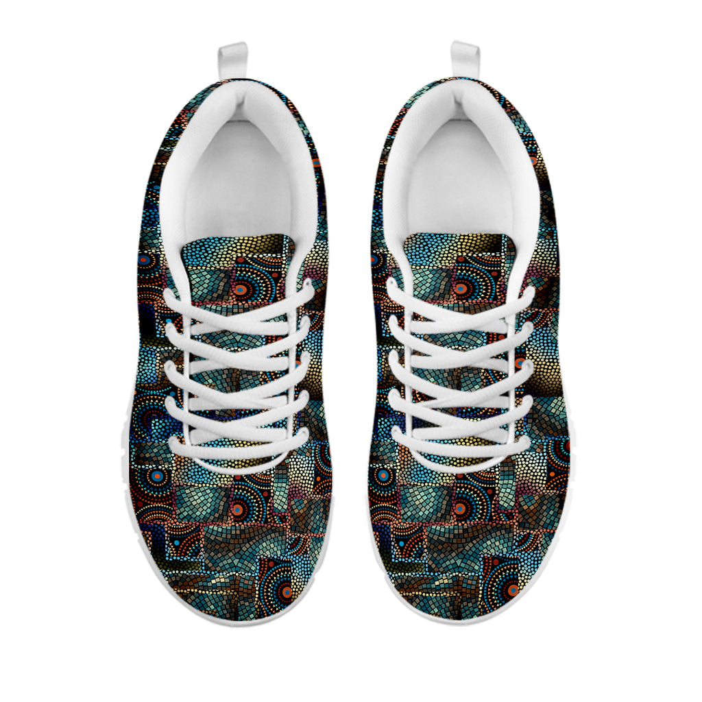 Mosaic Patchwork Pattern Print White Sneakers
