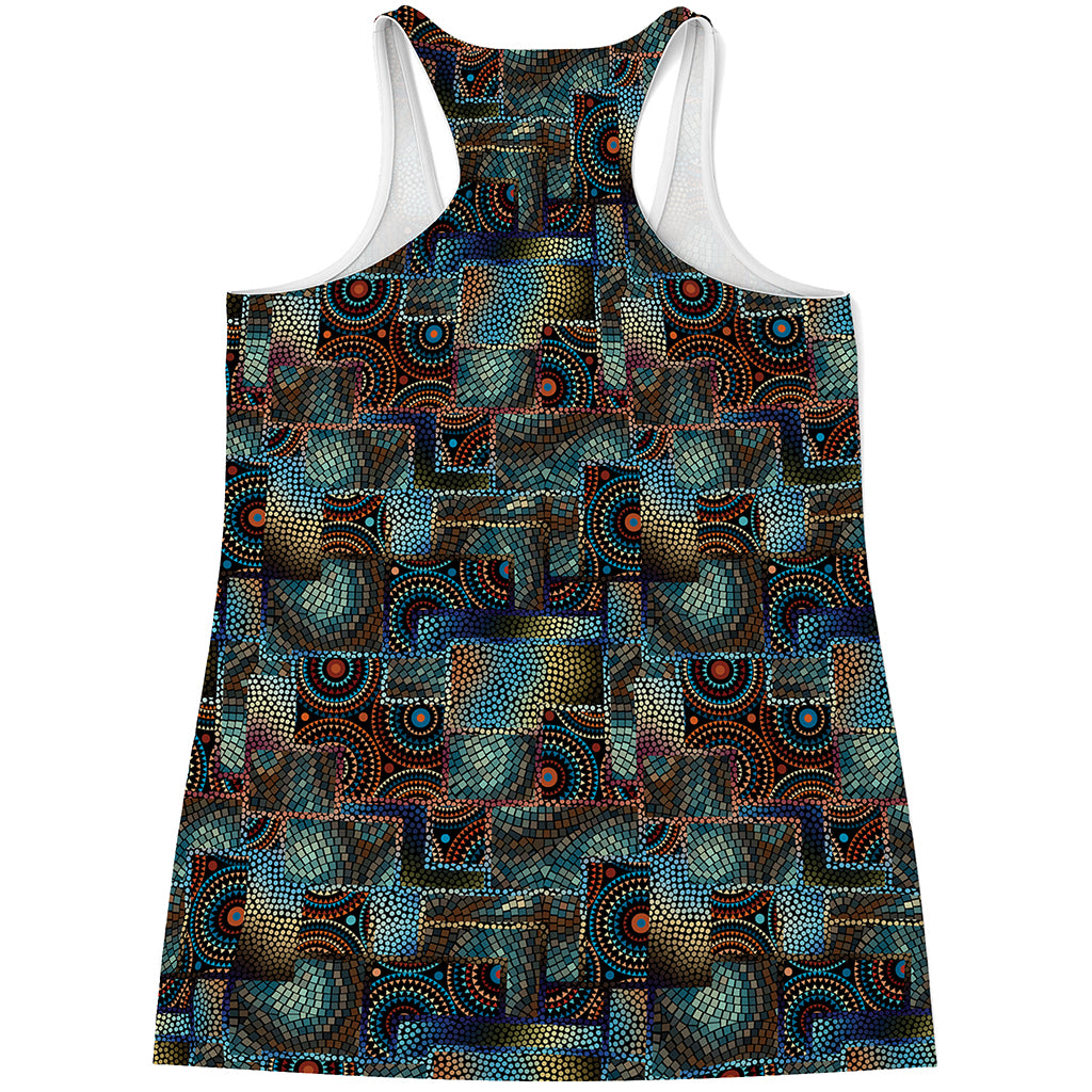 Mosaic Patchwork Pattern Print Women's Racerback Tank Top