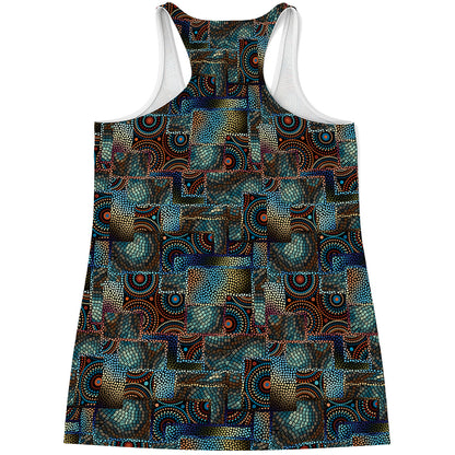 Mosaic Patchwork Pattern Print Women's Racerback Tank Top