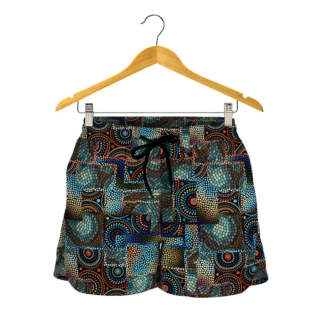 Mosaic Patchwork Pattern Print Women's Shorts