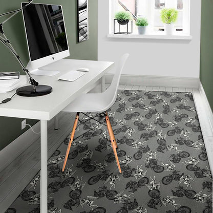 Motorcycle And Angel Pattern Print Area Rug