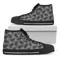 Motorcycle And Angel Pattern Print Black High Top Sneakers