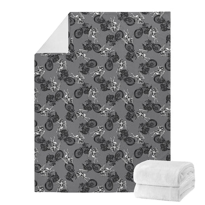 Motorcycle And Angel Pattern Print Blanket