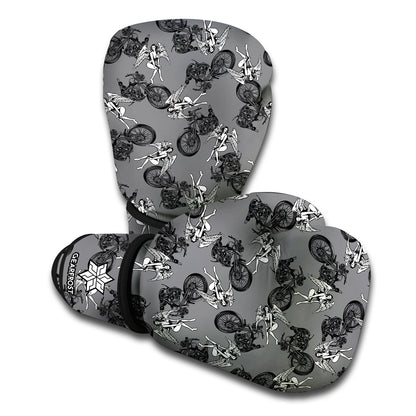 Motorcycle And Angel Pattern Print Boxing Gloves