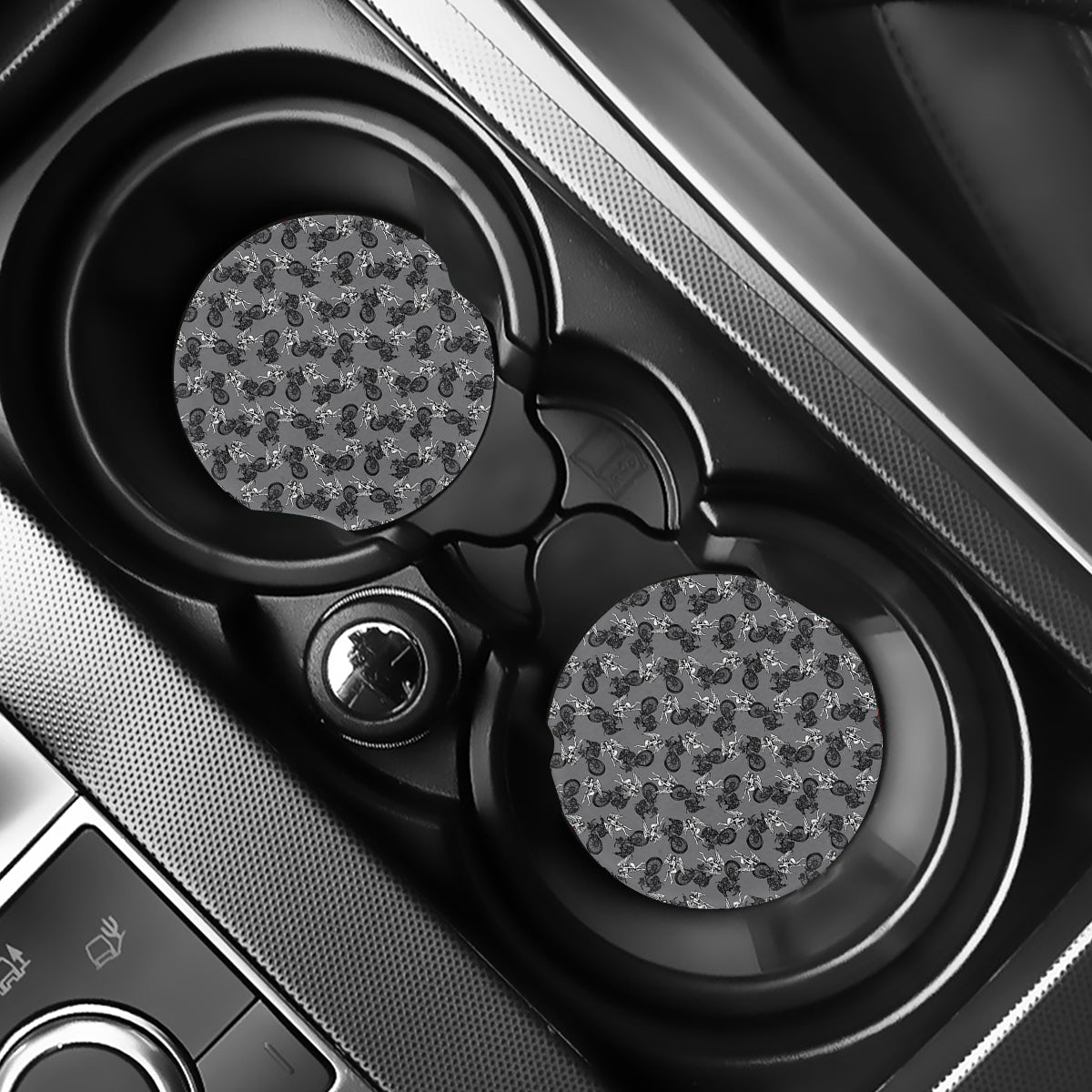 Motorcycle And Angel Pattern Print Car Coasters