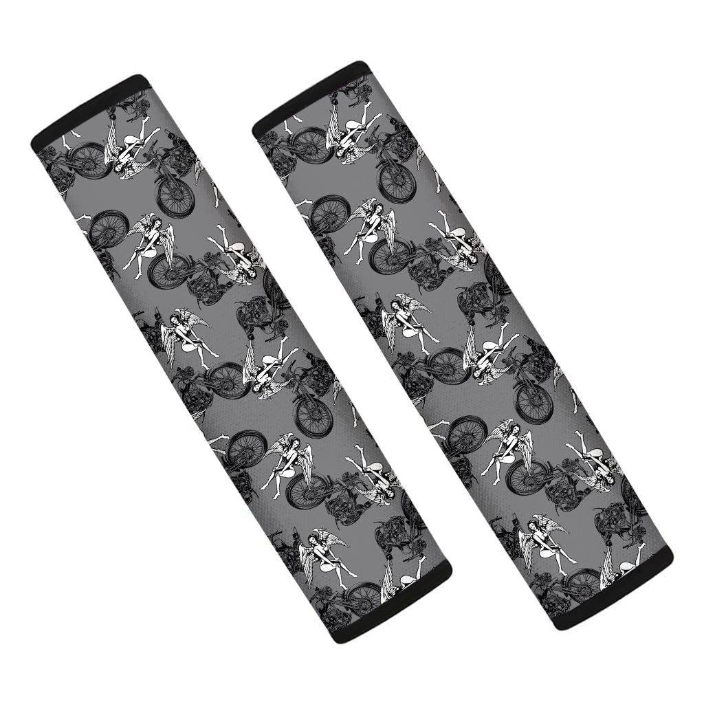 Motorcycle And Angel Pattern Print Car Seat Belt Covers