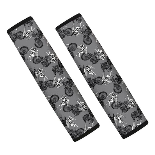 Motorcycle And Angel Pattern Print Car Seat Belt Covers