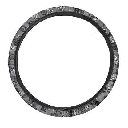 Motorcycle And Angel Pattern Print Car Steering Wheel Cover