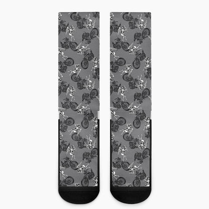 Motorcycle And Angel Pattern Print Crew Socks
