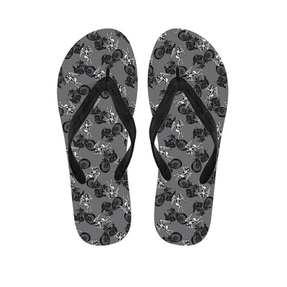 Motorcycle And Angel Pattern Print Flip Flops
