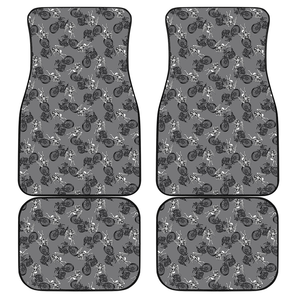 Motorcycle And Angel Pattern Print Front and Back Car Floor Mats