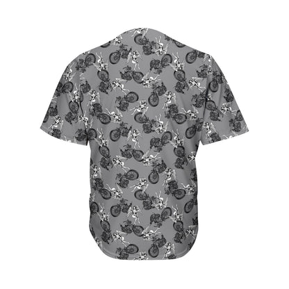 Motorcycle And Angel Pattern Print Men's Baseball Jersey