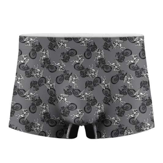 Motorcycle And Angel Pattern Print Men's Boxer Briefs