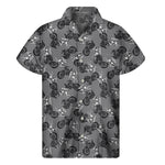 Motorcycle And Angel Pattern Print Men's Short Sleeve Shirt
