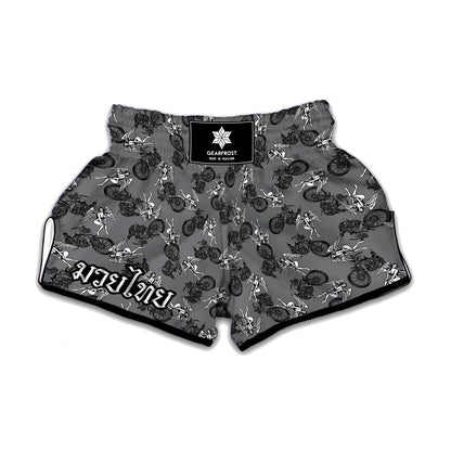 Motorcycle And Angel Pattern Print Muay Thai Boxing Shorts