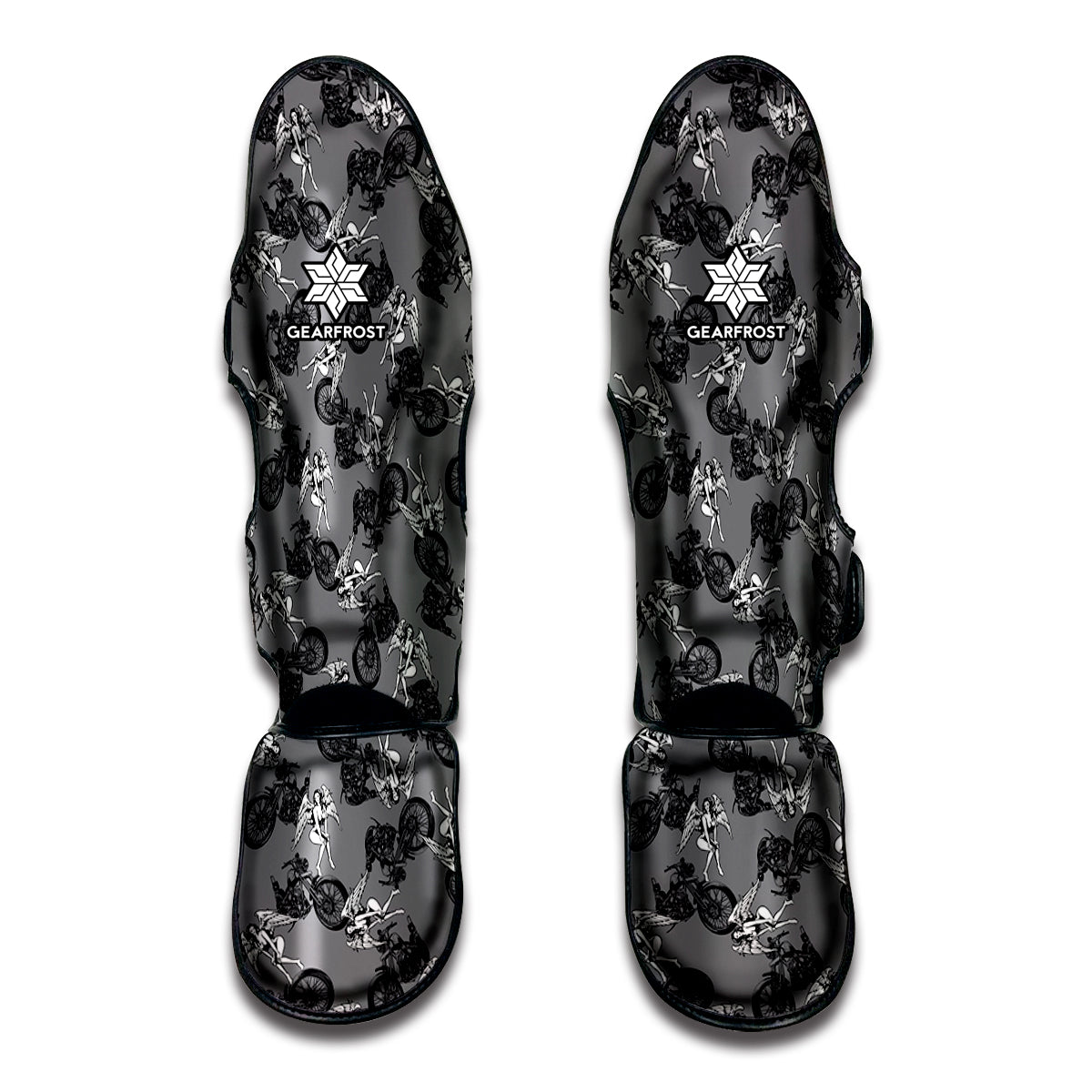 Motorcycle And Angel Pattern Print Muay Thai Shin Guard
