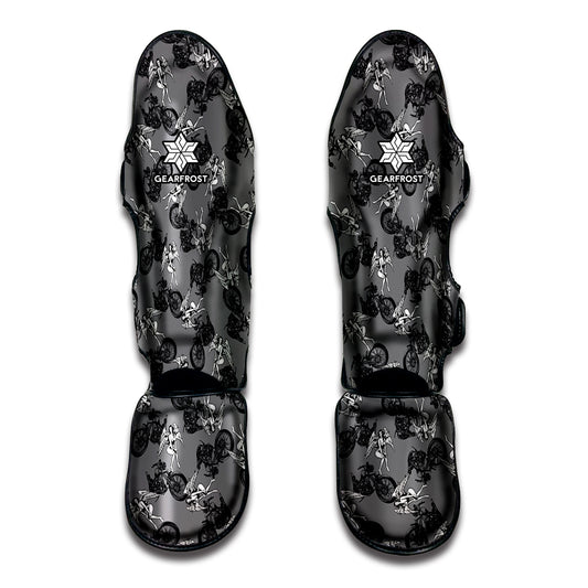 Motorcycle And Angel Pattern Print Muay Thai Shin Guard