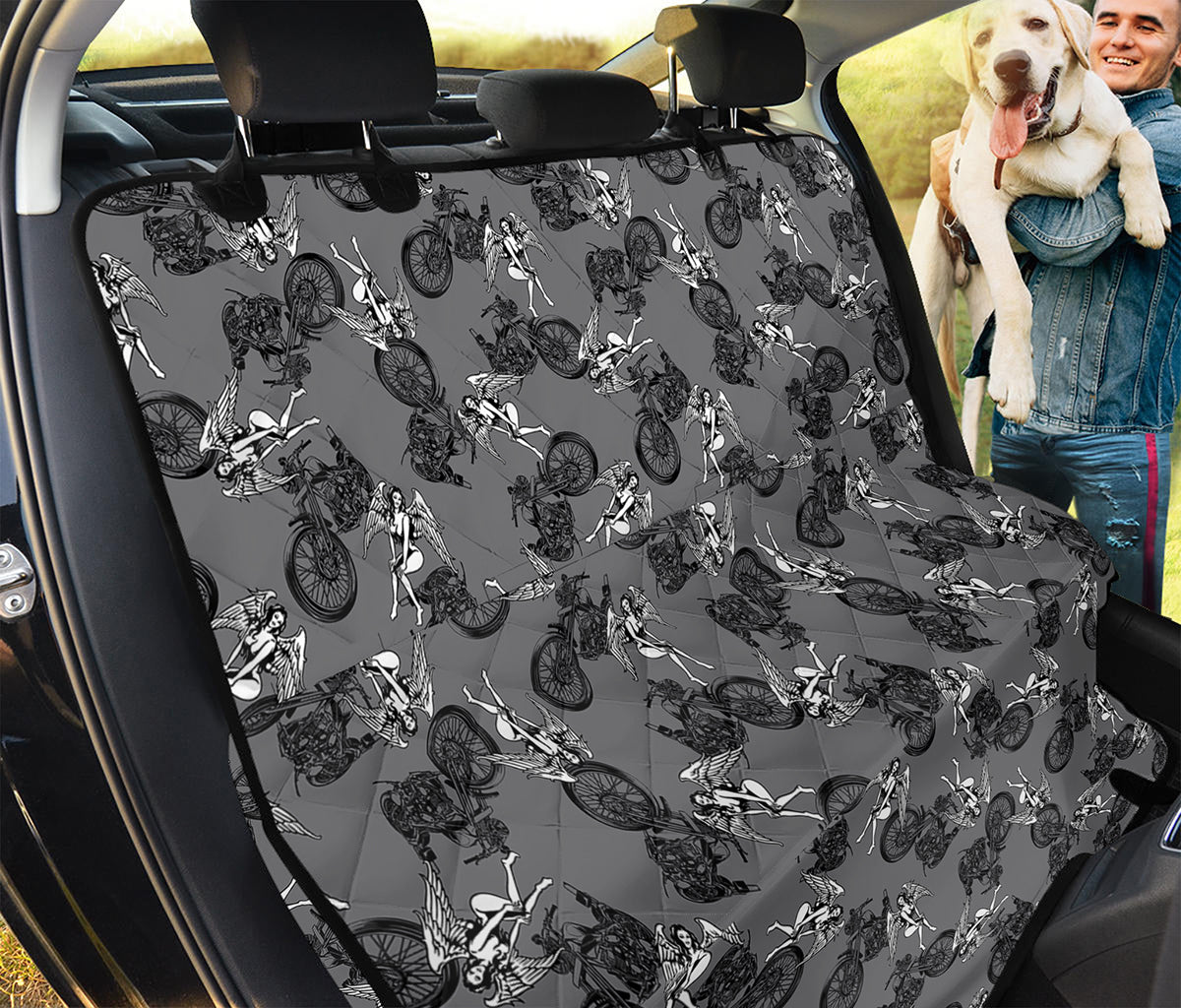 Motorcycle And Angel Pattern Print Pet Car Back Seat Cover