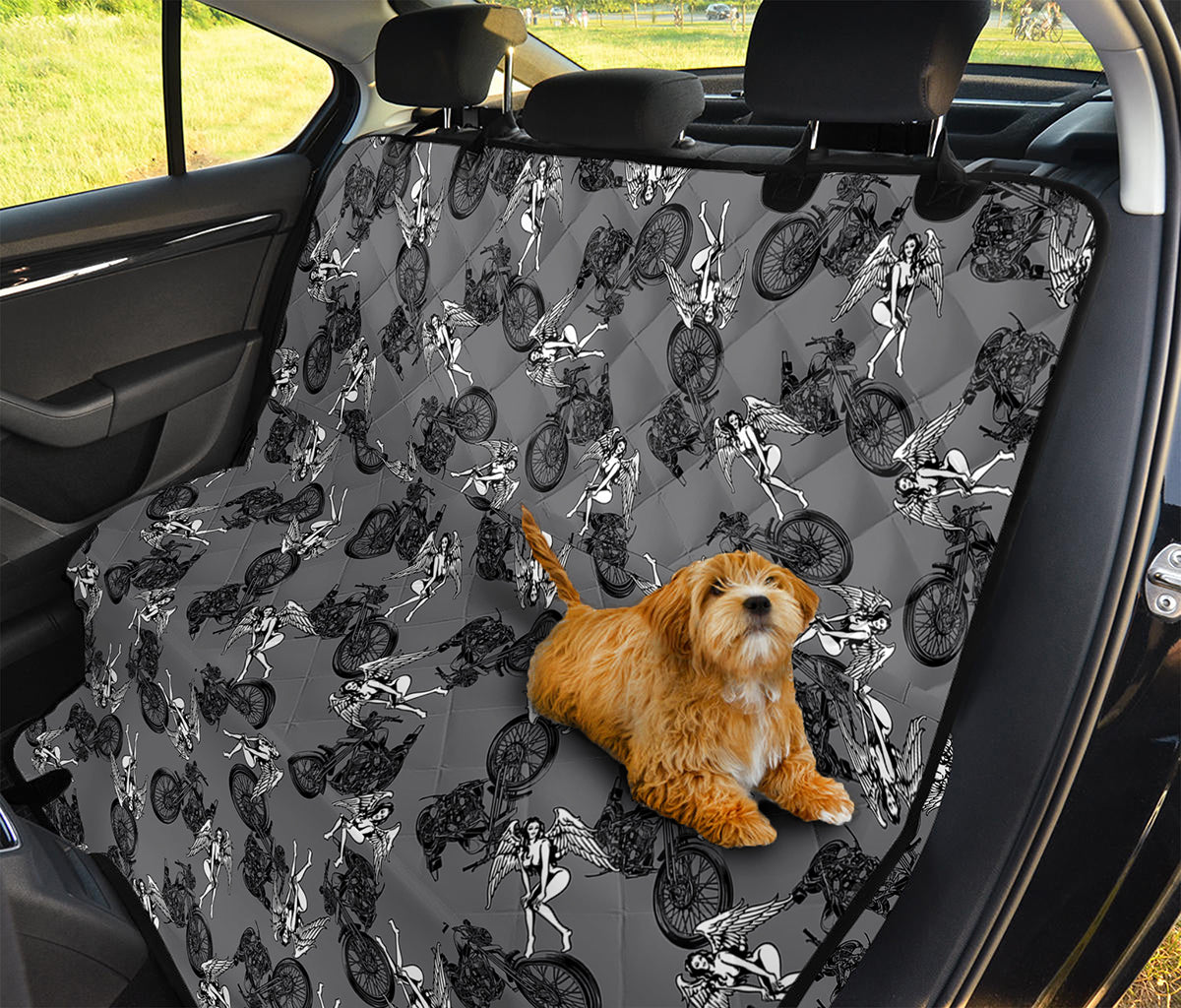 Motorcycle And Angel Pattern Print Pet Car Back Seat Cover