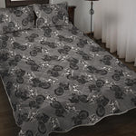 Motorcycle And Angel Pattern Print Quilt Bed Set