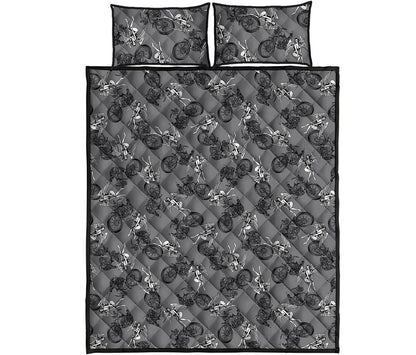 Motorcycle And Angel Pattern Print Quilt Bed Set