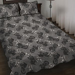 Motorcycle And Angel Pattern Print Quilt Bed Set