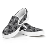 Motorcycle And Angel Pattern Print White Slip On Shoes