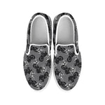 Motorcycle And Angel Pattern Print White Slip On Shoes