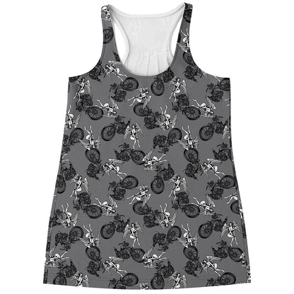 Motorcycle And Angel Pattern Print Women's Racerback Tank Top