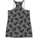 Motorcycle And Angel Pattern Print Women's Racerback Tank Top