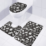 Motorcycle Equipment Pattern Print 3 Piece Bath Mat Set