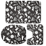 Motorcycle Equipment Pattern Print 3 Piece Bath Mat Set