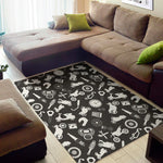Motorcycle Equipment Pattern Print Area Rug