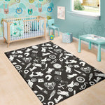 Motorcycle Equipment Pattern Print Area Rug