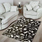 Motorcycle Equipment Pattern Print Area Rug