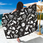 Motorcycle Equipment Pattern Print Beach Sarong Wrap