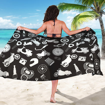 Motorcycle Equipment Pattern Print Beach Sarong Wrap